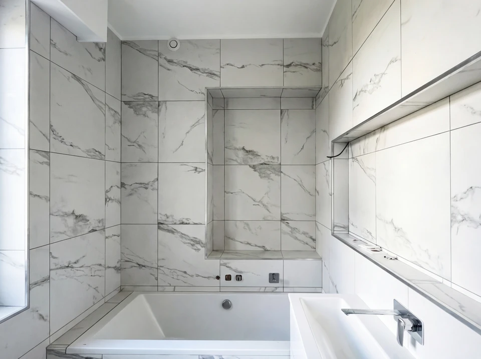 Gros plan sur une salle de bain mansardée rénovant l'intérieur